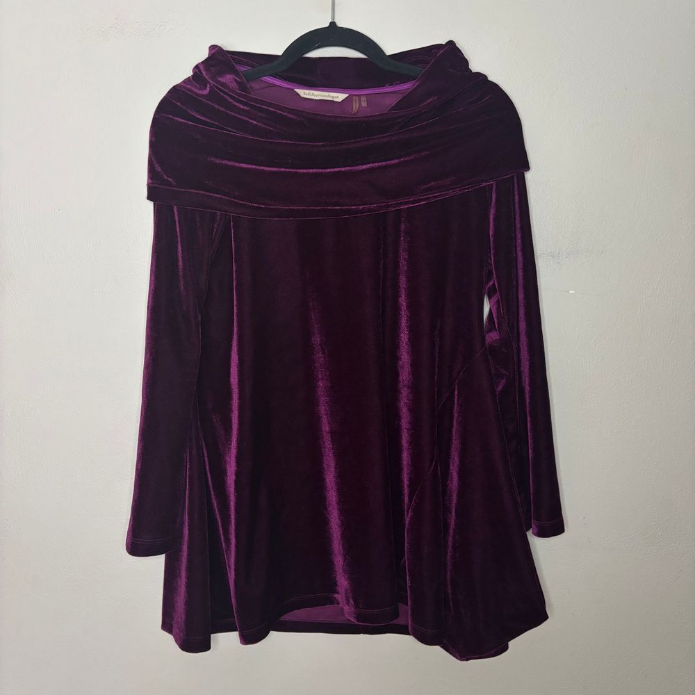 Soft Surroundings Deep Purple Velvet Turtleneck Sweater